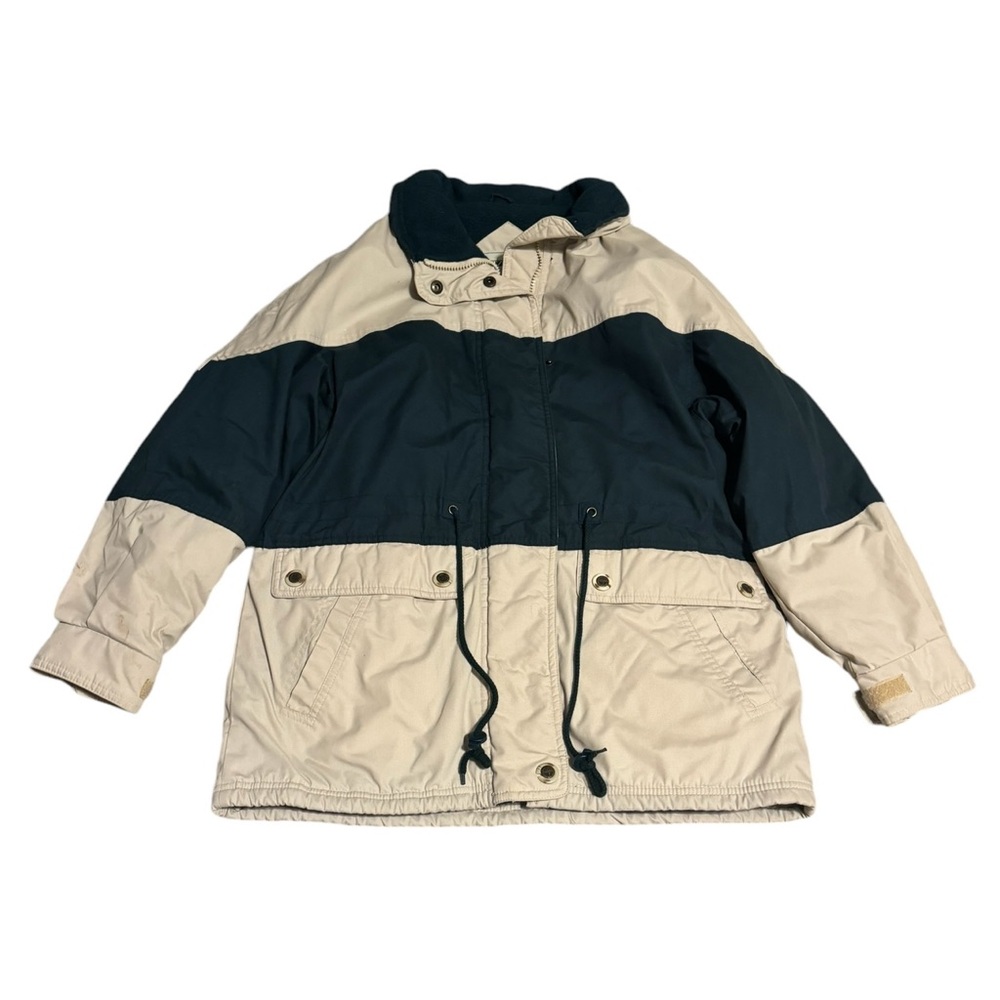 🧥 Fitzwright Colorblock Fleece Lined Parka‎ Jacket Beige Green PS 🧥